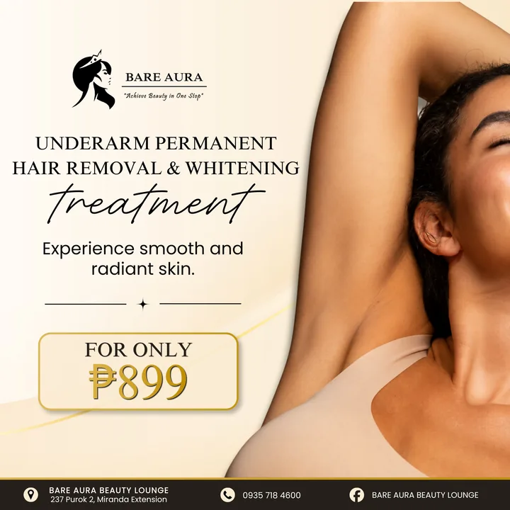 Service poster: underarm permanent hair removal and whitening for ₱899